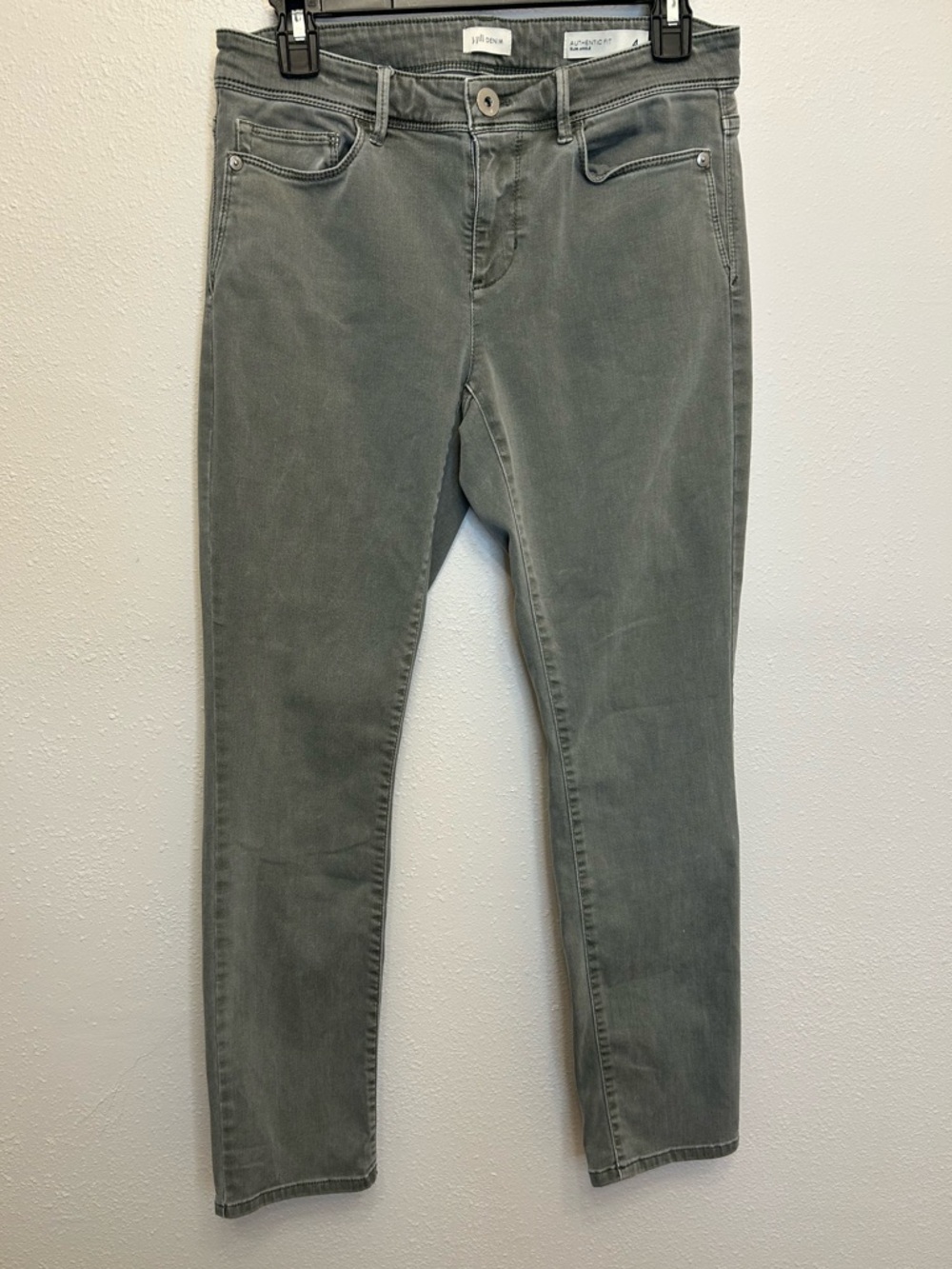 J.Jill Denim Authentic Fit Slim Ankle Faded Olive Green Jeans